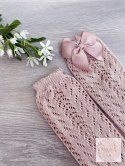 PODKOLANÓWKI AŻUROWE Z KOKARDĄ OLD ROSE CONDOR #544 PODKOLANÓWKI AŻUROWE Z KOKARDĄ OLD ROSE CONDOR #544