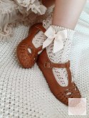 SKARPETKI AŻUROWE Z KOKARDĄ LINEN CONDOR #304 SKARPETKI AŻUROWE Z KOKARDĄ LINEN CONDOR #304