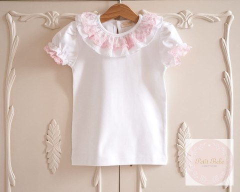 BLUZKA PINK LACE COLLAR BABY LAI KRÓTKI RĘKAWEK BLUZKA PINK LACE COLLAR BABY LAI KRÓTKI RĘKAWEK
