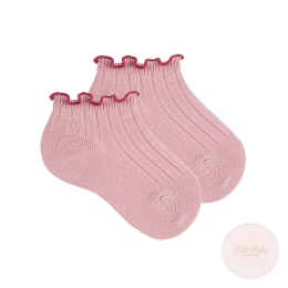 SKARPETKI PRĄŻKOWANE Z FALBANKĄ CONDOR ROSA PALO #526
