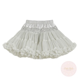 SPÓDNICA PETTISKIRT - CEKINY SREBRO MANUFAKTURA FALBANEK