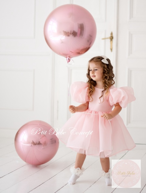 SUKIENKA TIULOWA DOLLY PUFF dla dziewczynki na wesele RÓŻ